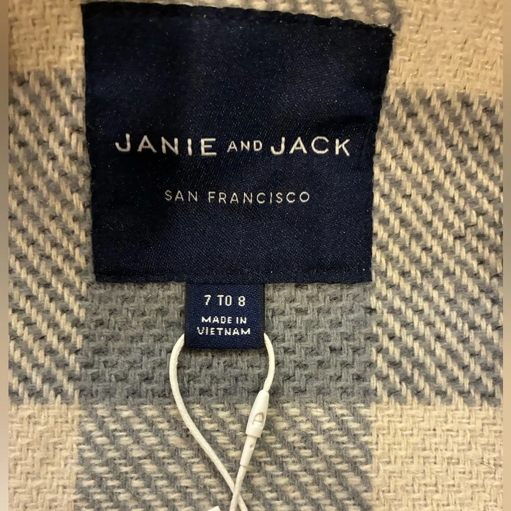 NWT- Janie and Jack The Plaid Twill Shacket (7-8)